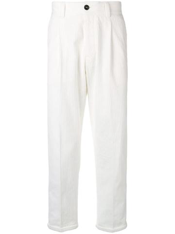 Pt01 Ribbed Profiles Straight Trousers - White
