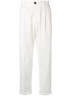 Pt01 Ribbed Profiles Straight Trousers - White