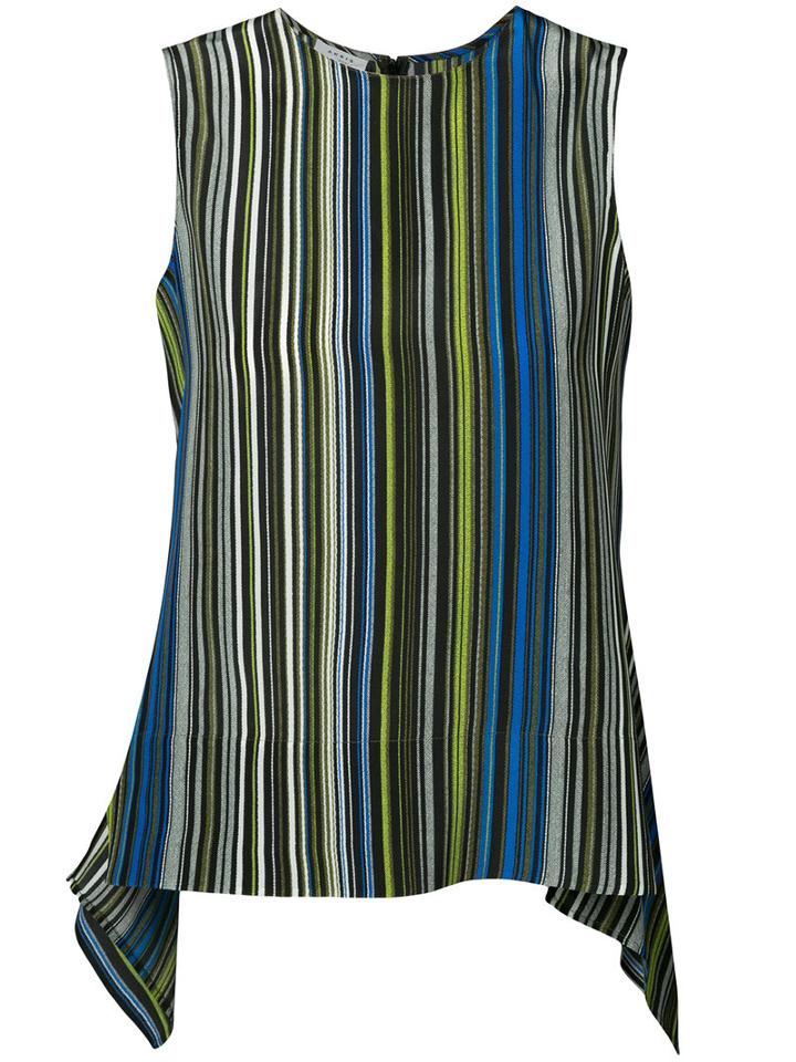 Akris Punto - Flappy Striped Blouse - Women - Silk - 8, Blue, Silk