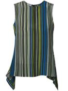 Akris Punto - Flappy Striped Blouse - Women - Silk - 8, Blue, Silk