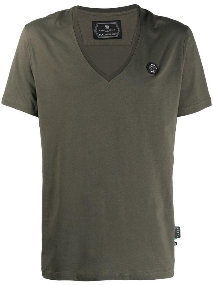 Philipp Plein V-neck Logo T-shirt - Green