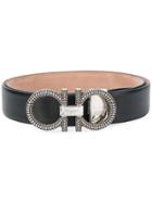 Salvatore Ferragamo Double Gancio Textured Buckle Belt - Black