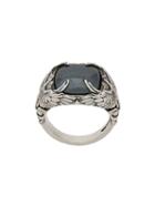 Nove25 Stone Wings Signet Ring - Silver