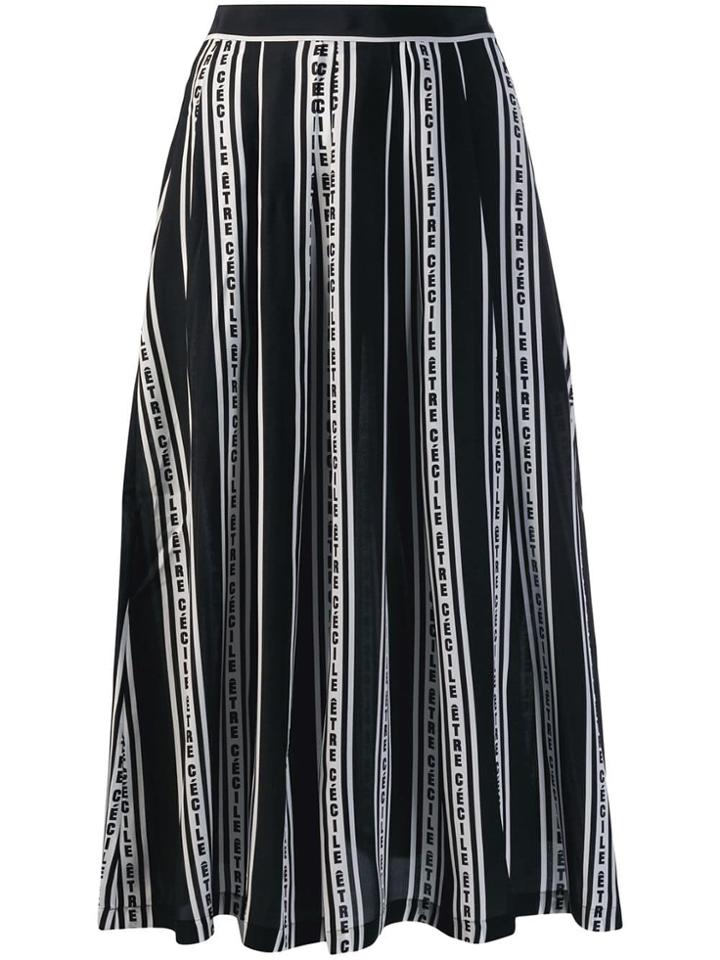 Être Cécile Striped Midi Skirt - Black