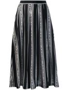 Être Cécile Striped Midi Skirt - Black