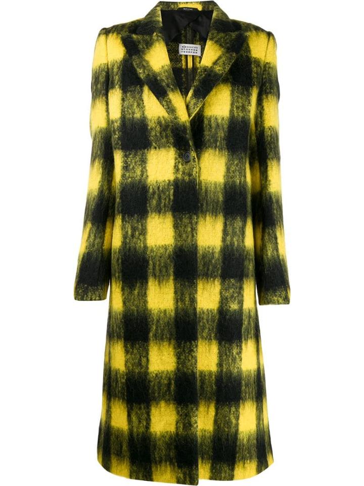 Maison Margiela Plaid Button-front Coat - Black