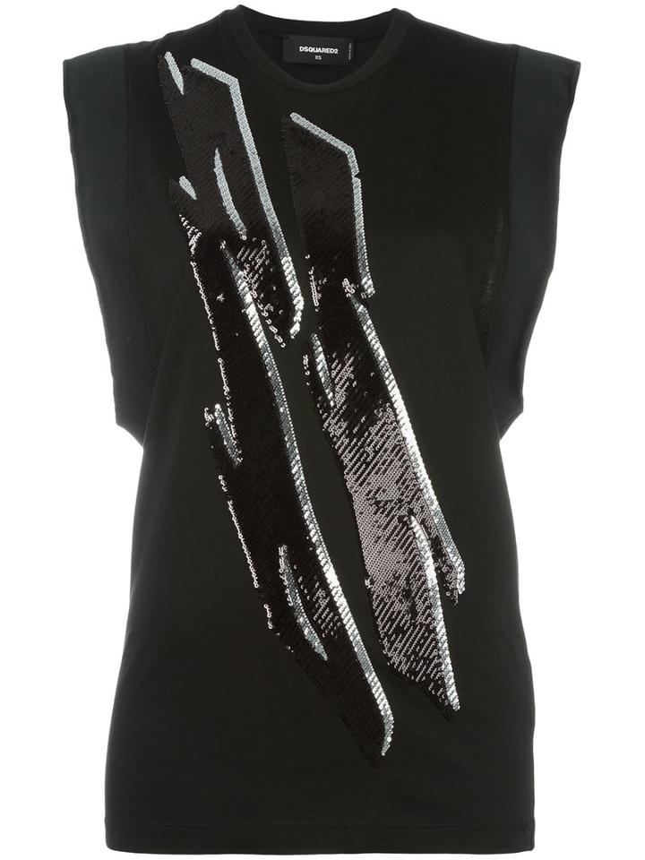 Dsquared2 Sequin Bolt Top, Women's, Size: Small, Black, Cotton/polyester