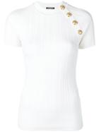 Balmain Button Embellished Knitted Top - White