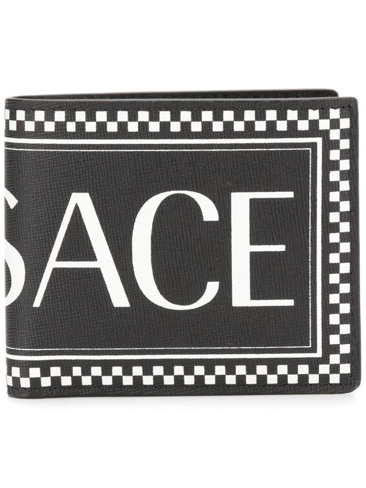 Versace Logo Print Bi-fold Wallet - Black