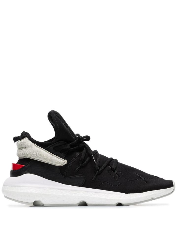 Y-3 Black Kusari Ii Leather And Neoprene Sneakers