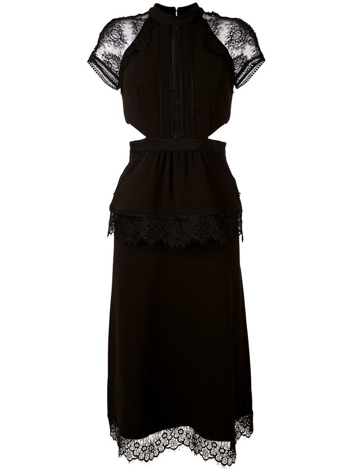 Self-portrait - Cut-out Detail Midi Dress - Women - Polyamide/polyester/spandex/elastane/viscose - 10, Black, Polyamide/polyester/spandex/elastane/viscose