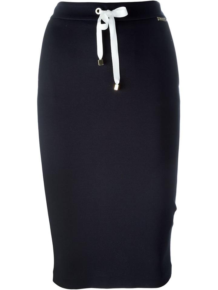 Twin-set Drawstring Stripe Skirt