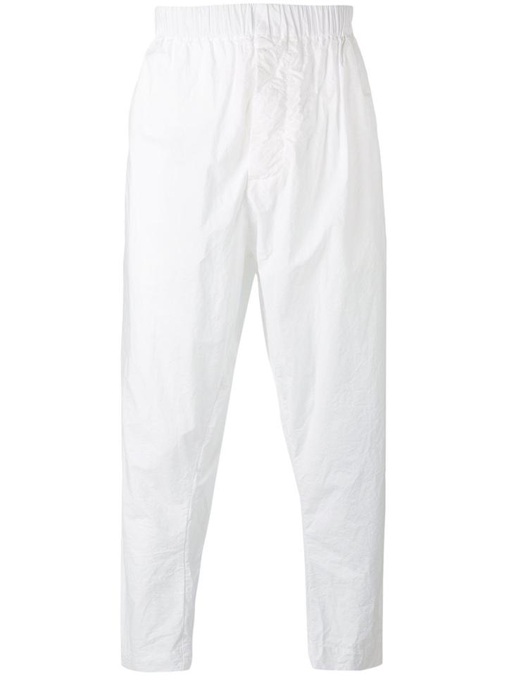 Casey Casey Gathered Waist Loose-fit Trousers, Men's, Size: Medium, White, Cotton