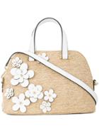 Christian Siriano Floral Straw Tote - Brown