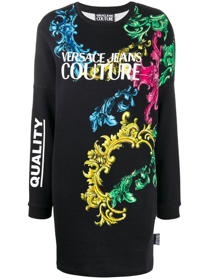 Versace Jeans Couture Printed Logo Sweater Dress - Black