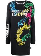 Versace Jeans Couture Printed Logo Sweater Dress - Black
