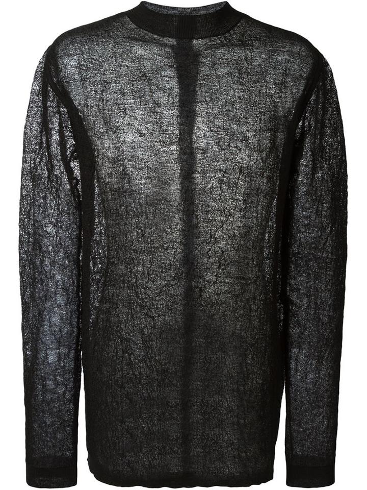 Rick Owens Mesh Jumper, Men's, Black, Linen/flax/polyester