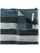 Burberry Checked Scarf, Men's, Blue, Linen/flax