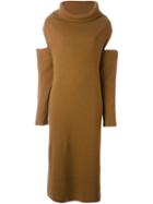 Nehera Cold-shoulder Ribbed Dress, Women's, Size: Medium, Brown, Merino