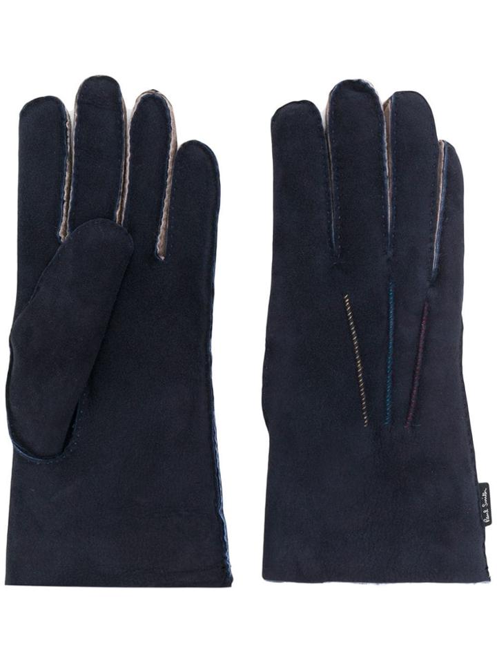 Paul Smith Stitch Detail Gloves - Blue