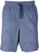 Alexander Mcqueen Houndstooth Skull Swim Shorts, Men's, Size: Small, Blue, Polyester/spandex/elastane