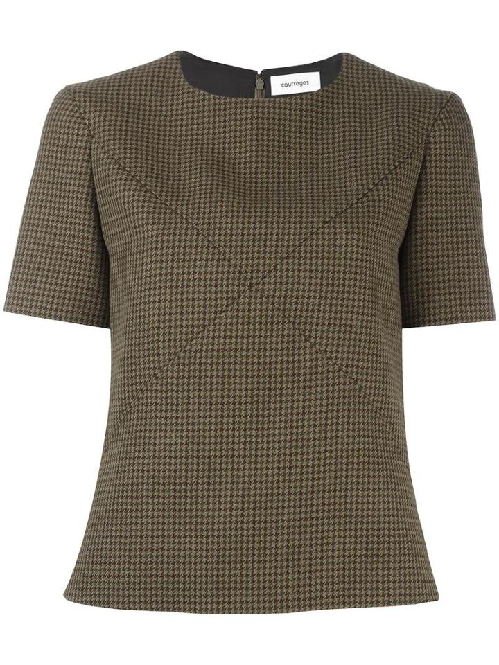 Courrèges Houndstooth Top, Women's, Size: 36, Green, Wool/cupro