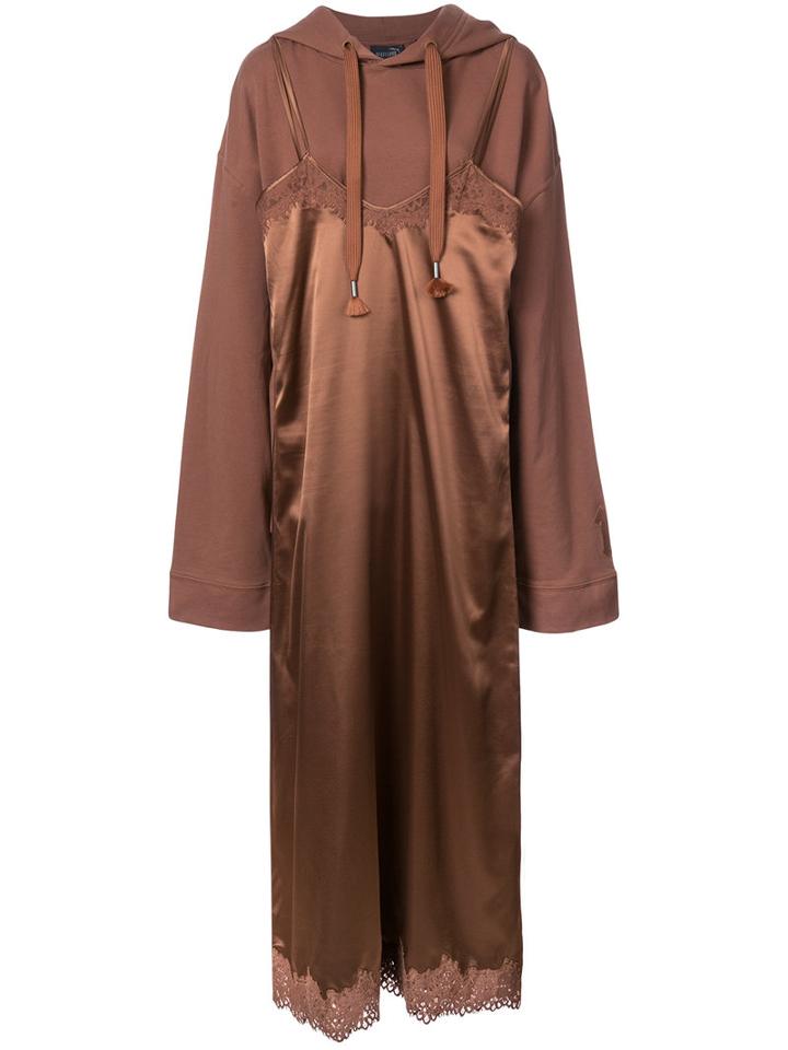 Fenty X Puma - Hoody With Satin Slip - Women - Cotton/polyester/spandex/elastane - S, Brown, Cotton/polyester/spandex/elastane