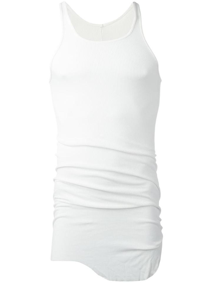 Rick Owens Curved Hem Tank Top, Men's, Size: Small, White, Silk/viscose