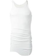 Rick Owens Curved Hem Tank Top, Men's, Size: Small, White, Silk/viscose