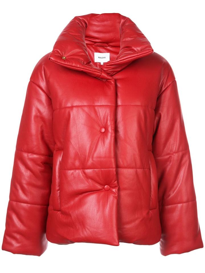 Nanushka Wet Look Padded Jacket - Red