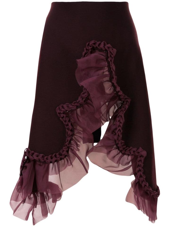Roberts Wood Ruffle Wrap Midi Skirt - Red