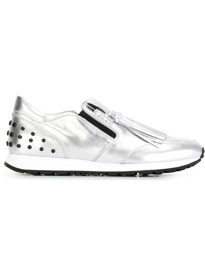 Tod's Fringed Metallic Sneakers