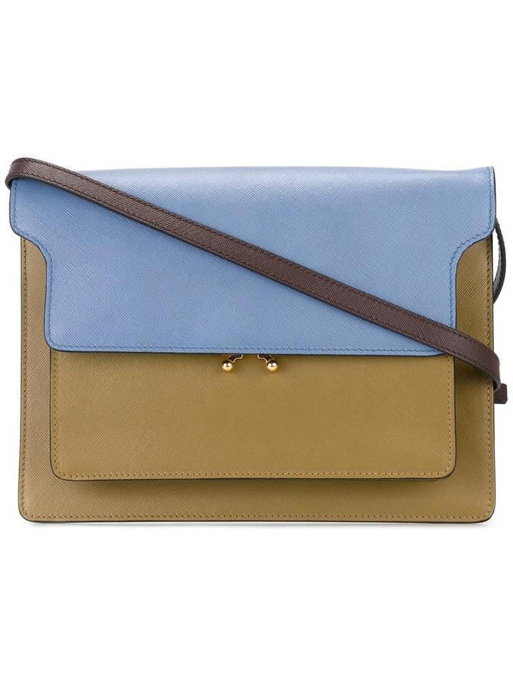 Marni Colour Block Shoulder Bag, Women's, Blue, Leather