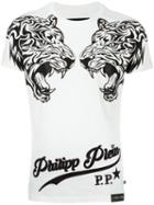 Philipp Plein 'double Tiger' T-shirt, Men's, Size: Small, White, Cotton
