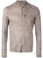 Salvatore Santoro Zipped Leather Jacket, Men's, Size: 48, Grey, Leather