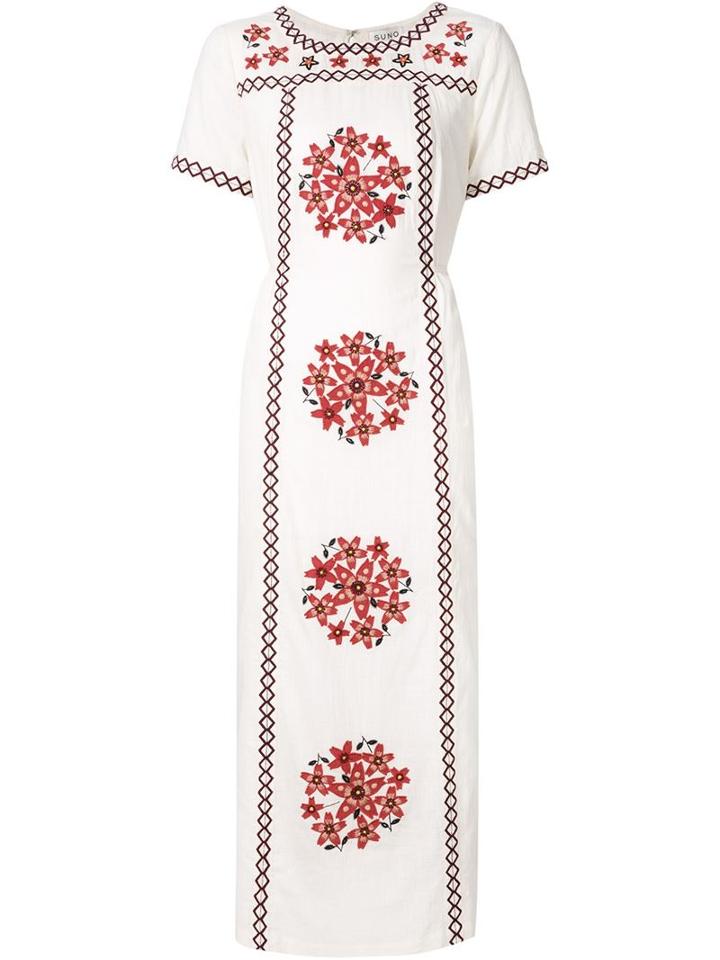 Suno Embroidered Long Tunic Dress, Women's, Size: 2, Nude/neutrals, Cotton