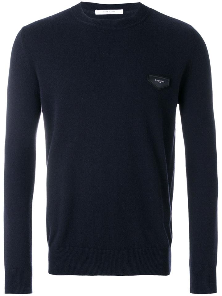 Givenchy Logo Plaque Knitted Jumper - Blue