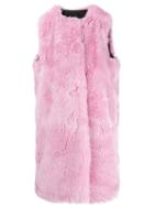 Msgm Faux Fur Long Gilet - Pink