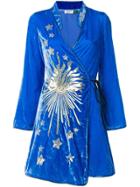 Rixo London Wrap Dress - Blue
