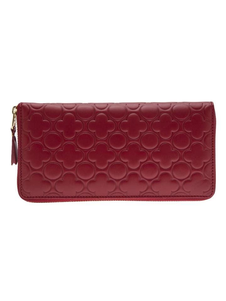 Comme Des Garçons Wallet Embossed Flowers Wallet - Red