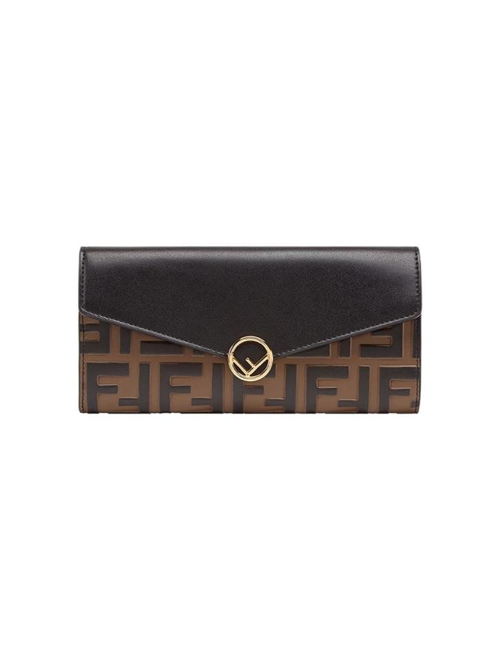 Fendi Colourblock Continental Wallet - Brown