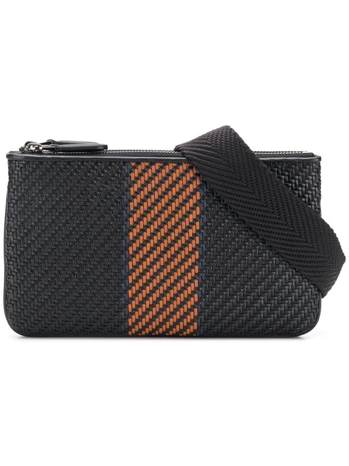 Ermenegildo Zegna Pelle Tessuta Belt Bag - Black