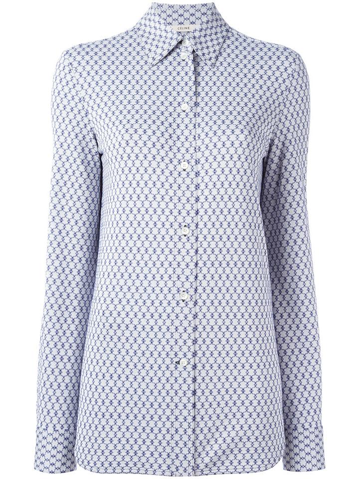 Céline Chains Print Shirt, Women's, Size: 42, Blue, Cotton/viscose