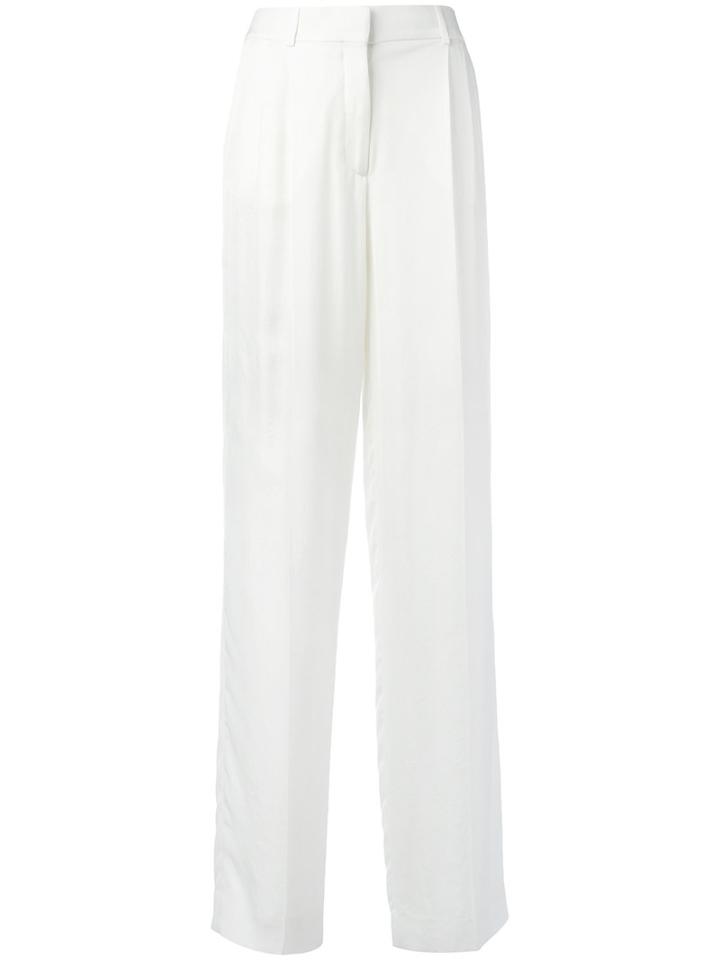 Tom Ford - Wide Leg Tailored Trousers - Women - Silk/acetate - 40, White, Silk/acetate
