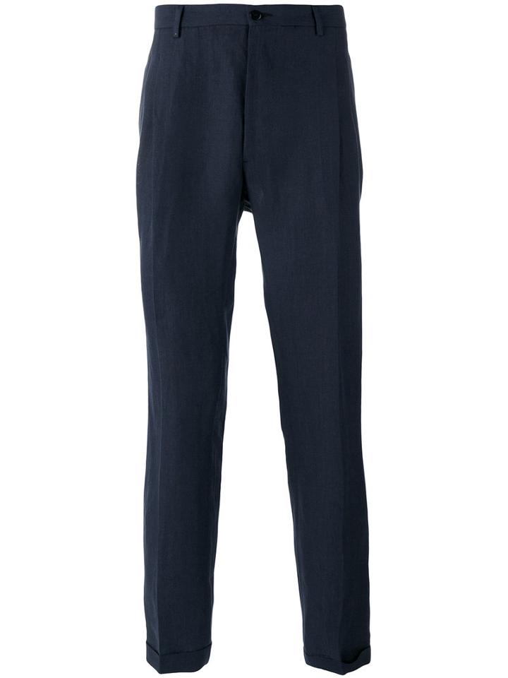 Etro - Front Pleat Trousers - Men - Linen/flax - 54, Blue, Linen/flax