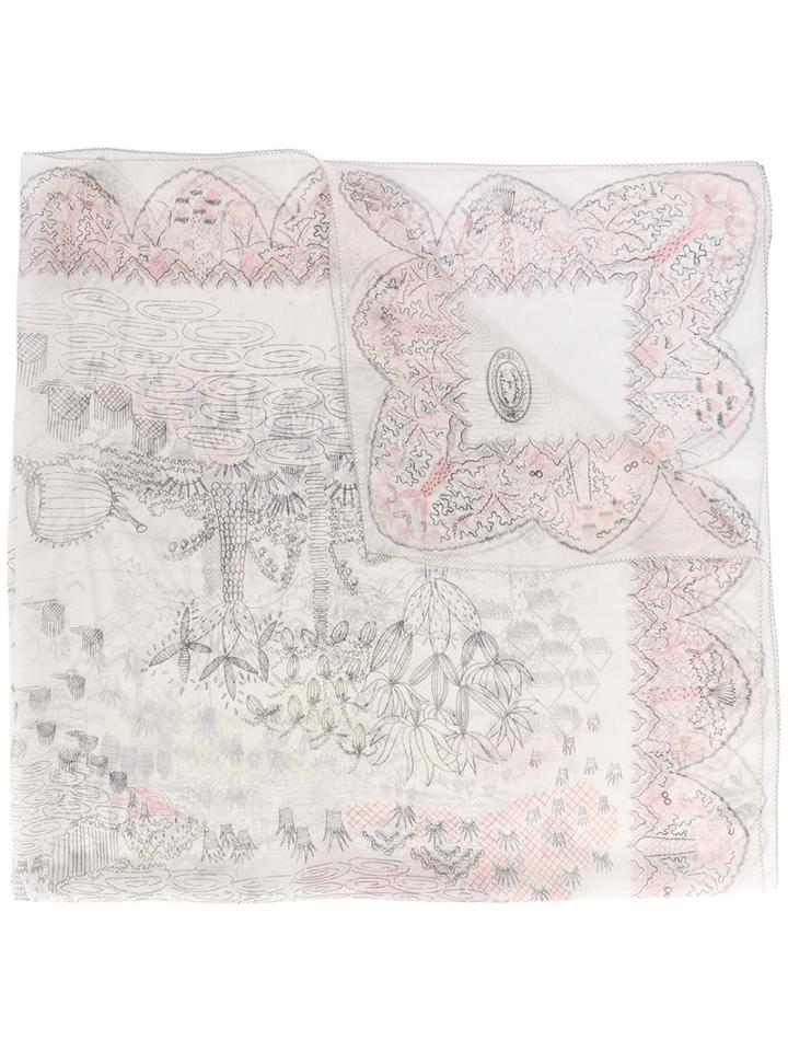 Valentino - Valentino Garavani Garden Of Earthly Delights Scarf - Women - Silk - One Size, White, Silk