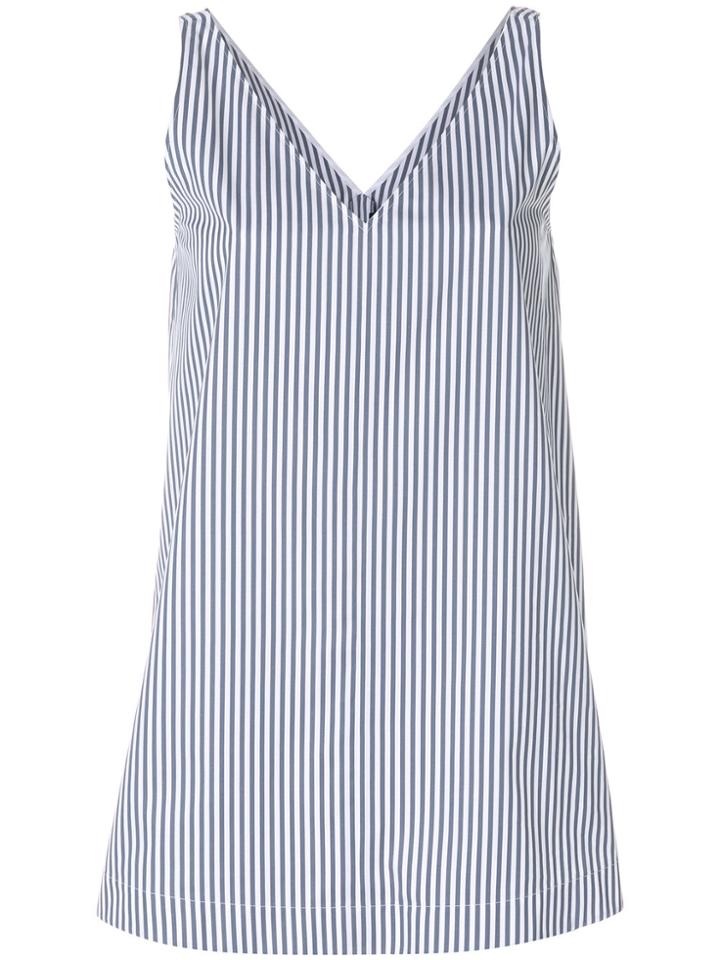 Joseph Candy Stripe V-neck Blouse - Blue