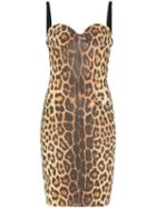 Moschino Leopard Print Sleeveless Bustier Dress - Yellow
