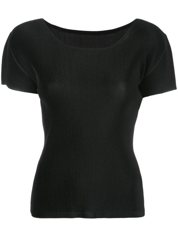 Pleats Please By Issey Miyake Satin T-shirt - Black