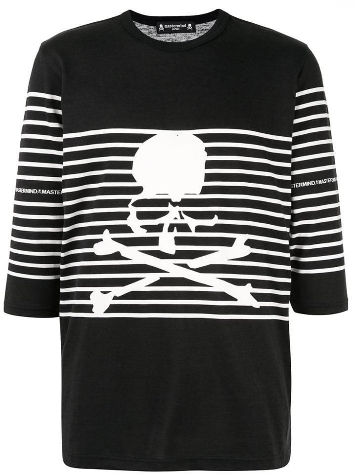 Mastermind Japan Skull Print Striped Top - Black